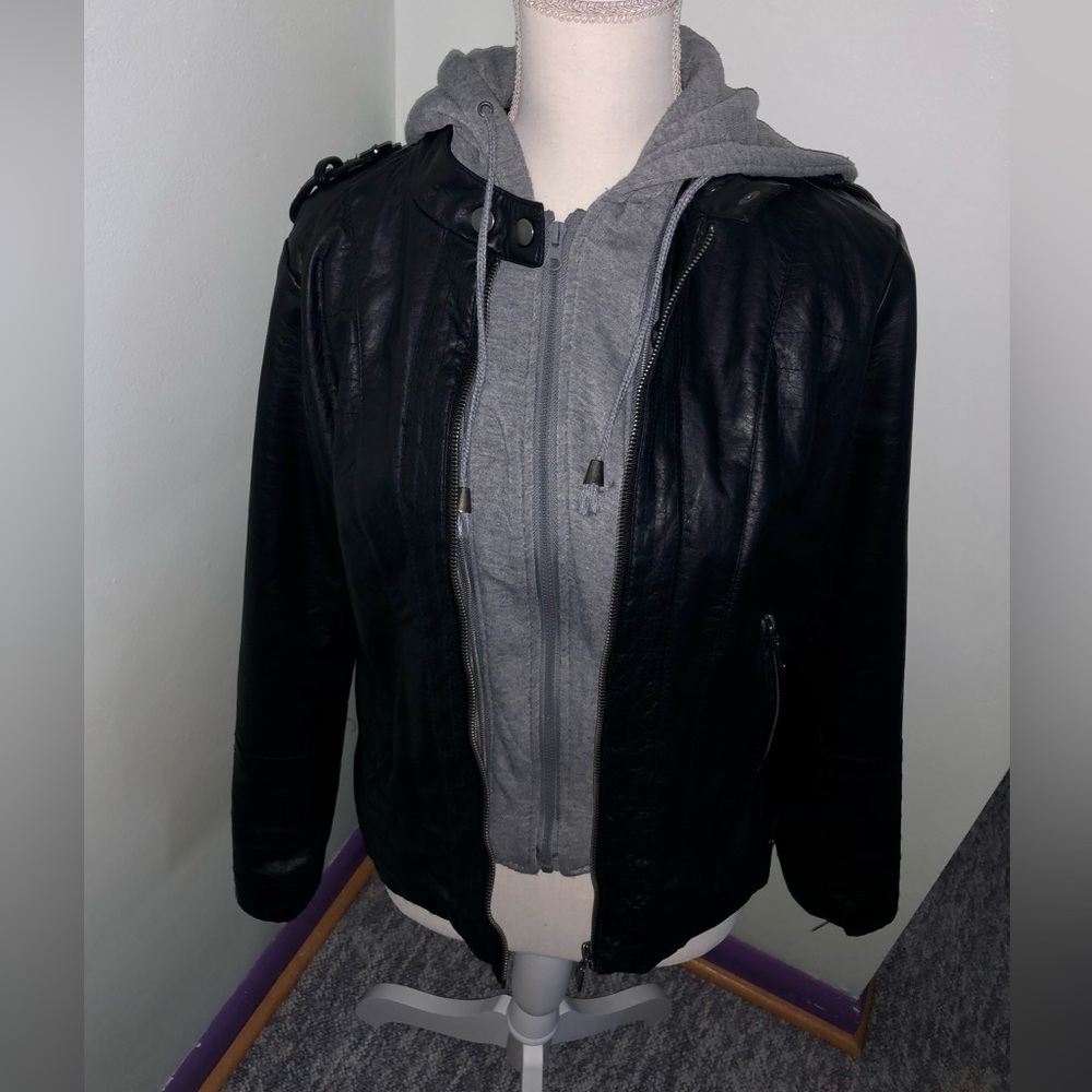 Leather Hood Jacket